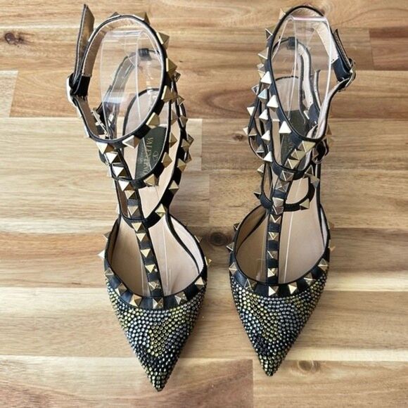 Valentino Rockstud Crystal Camo Kitten Heels Slingback Pump - Picture 6 of 13